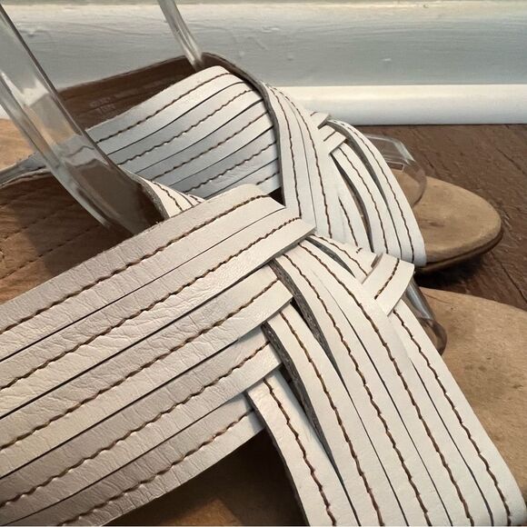 Munro Kelsey Open-Toe Sandal, Slide, White Leather, 2 inch heel, Size 10 N - Picture 4 of 13